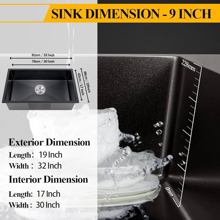 Tongmo Black Kitchen Sink Workstation, 19x32 Inch Stainless